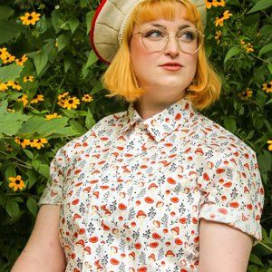 Carmico Apparel Mushroom Print Button Down Shirt Size XL